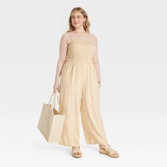 NWT Universal Thread Cream Linen Jumpsuit - Picture 4 of 6